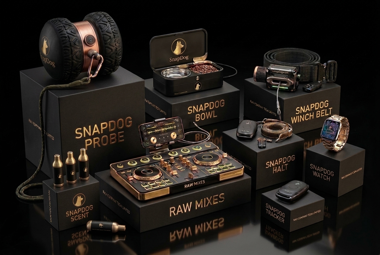 The full RAW Company range — every product on its own black & gold box